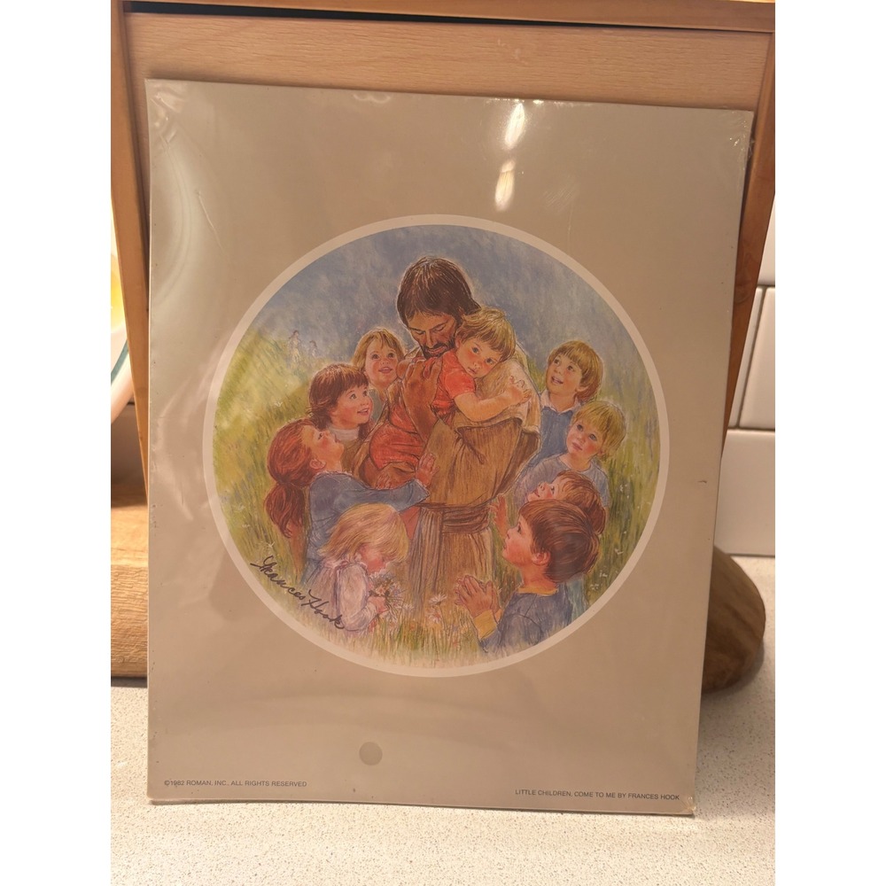 Frances Hook Little Children Come to Me 1982 Roman Inc Vintage Art Print Jesus